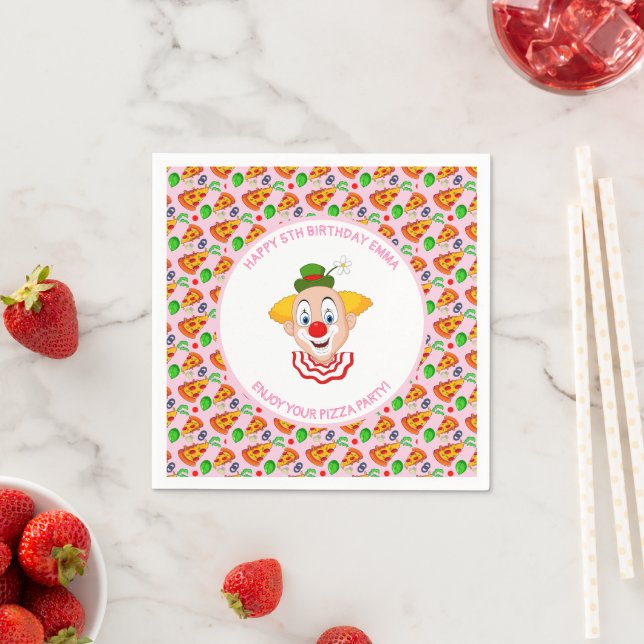 Customise Clown Pizza Birthday Party Little Girl Napkin (Insitu)