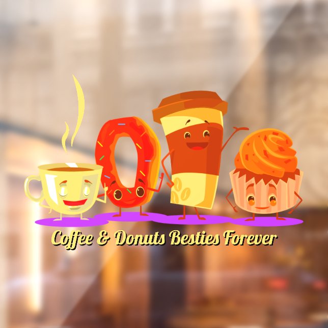 Customise Coffee And Doughnuts Besties Forever Pro Window Cling (Sheet 2)