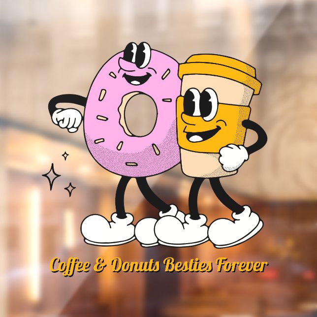 Customise Coffee And Doughnuts Besties Forever Pro Window Cling (Sheet 2)