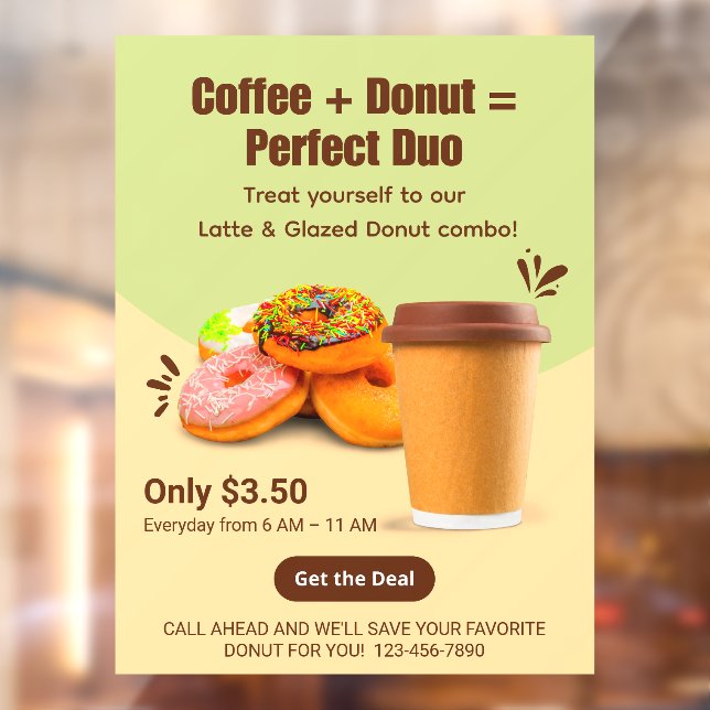 Customise Coffee And Doughnuts The Perfect Duo Window Cling (Sheet 2)