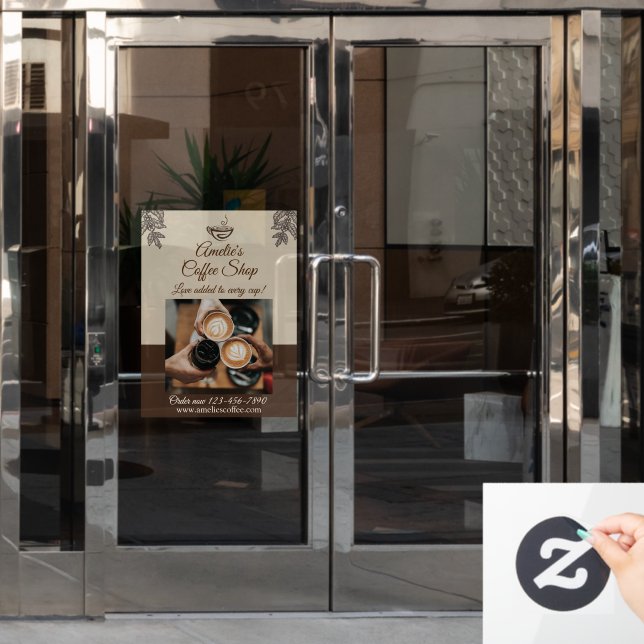 Customise Coffee Shop Business Front Door Advert Window Cling (Office Door)