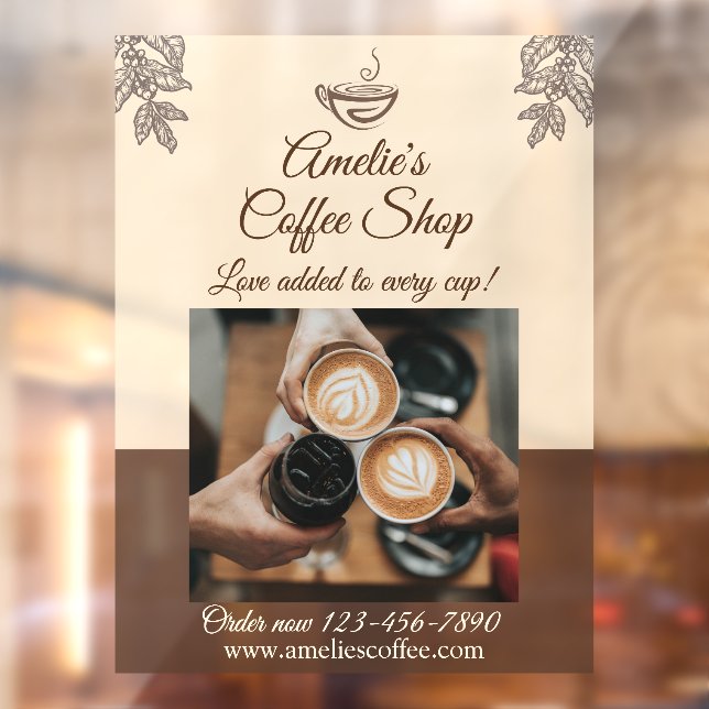 Customise Coffee Shop Business Front Large  Window Cling (Sheet 2)