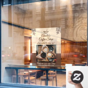 Customise Coffee Shop Business Front Medium Window Cling