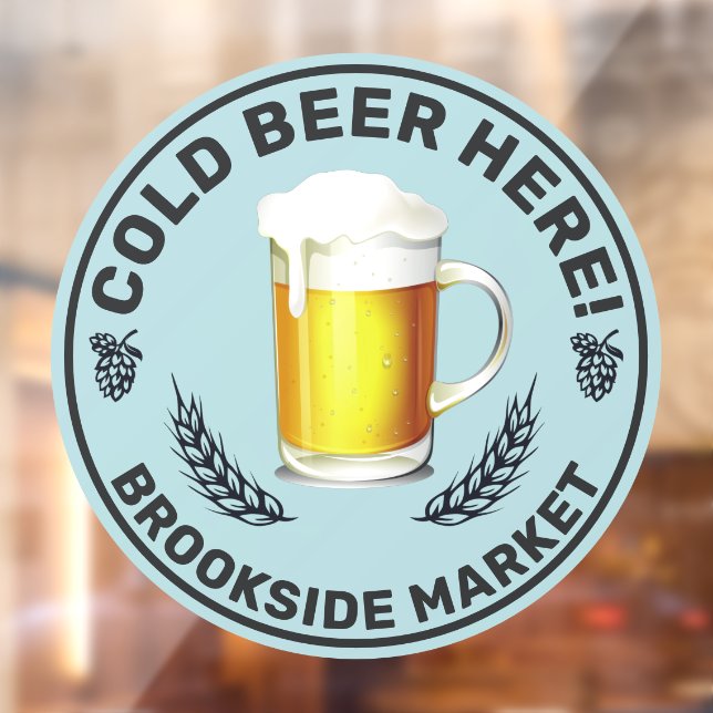 Customise Cold Beer Here Convenience Store Front Window Cling (Sheet 2)