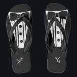 Customise Colour Tuxedo -Groomsmen Flip Flops<br><div class="desc">The perfect touch to your destination beach or poolside wedding. CUSTOMIZE THE COLOR- flip flops with a black formal tuxedo, white shirt and bow tie image. Your groomsmen will help you marry in style with these fashionable "Formal Tuxedo Flip-Flops" Add a matching wedding style for the bridesmaids! Please visit my...</div>