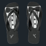 Customise Colour Tuxedo -Groomsmen Flip Flops<br><div class="desc">The perfect touch to your destination beach or poolside wedding. CUSTOMIZE THE COLOR- flip flops with a black formal tuxedo, white shirt and bow tie image. Your groomsmen will help you marry in style with these fashionable "Formal Tuxedo Flip-Flops" Add a matching wedding style for the bridesmaids! Please visit my...</div>