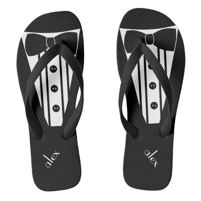 Customise Colour Tuxedo -Groomsmen Flip Flops (Footbed)