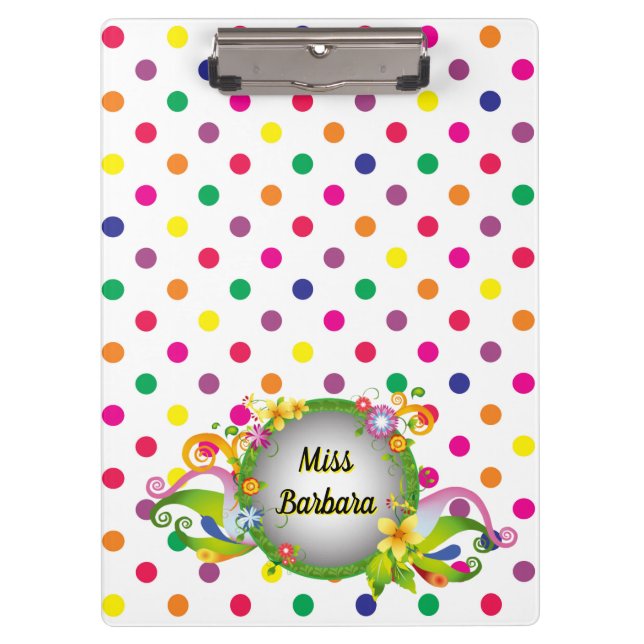 Customise Colourful Dots Clipboard (Front)