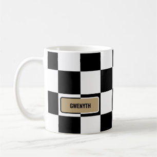 Customise Colours & Personalise Chequered Coffee Mug