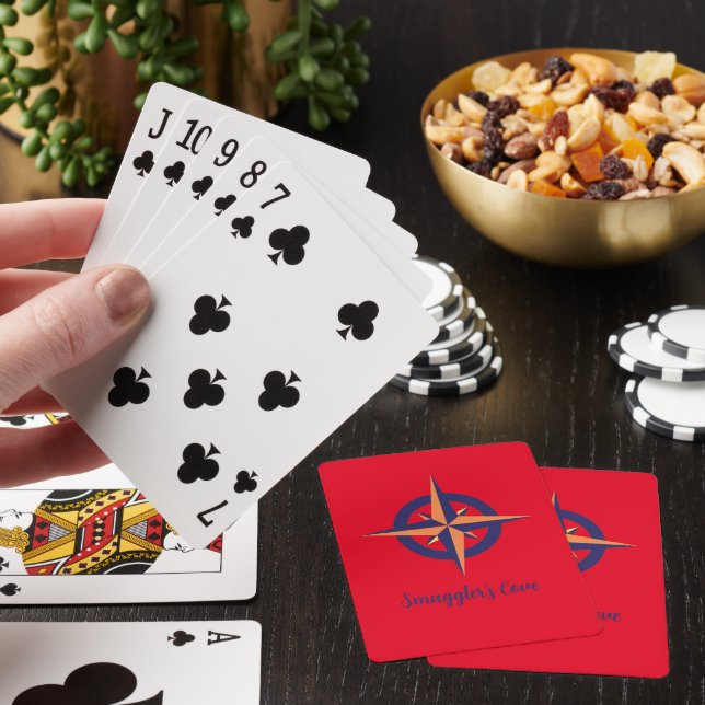 Customise Compass Rose Red Classic Playing Cards (In Situ)