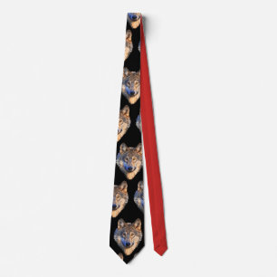 Customise Cool Red-Black Tie with Wolf Head