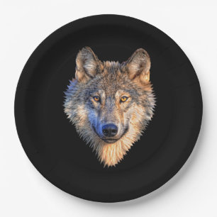 Customise Cool Wolf Head Party Paper Plate