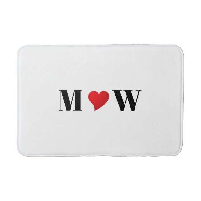Customise Couple initials A Loves B red heart Bath Mat (Front)