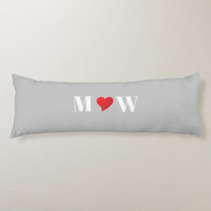 Customise couple initials A Loves B red heart Body Cushion