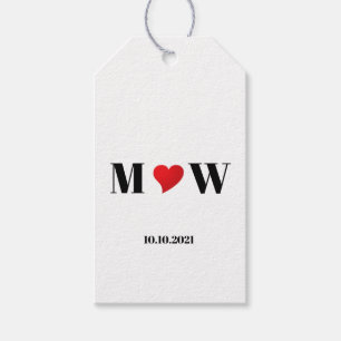 Customise Couple initials A Loves B red heart Gift Tags