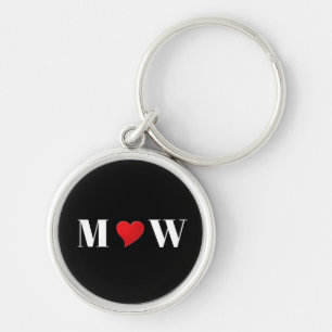 Customise Couple initials A Loves B red heart Key Ring