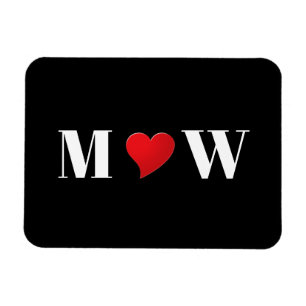 Customise Couple initials A Loves B red heart Magnet