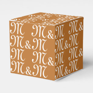Customise couple's Initials monogram Brown bronze Favour Box