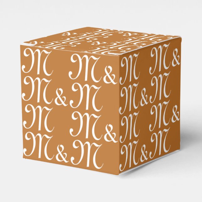 Customise couple's Initials monogram Brown bronze Favour Box (Front Side)