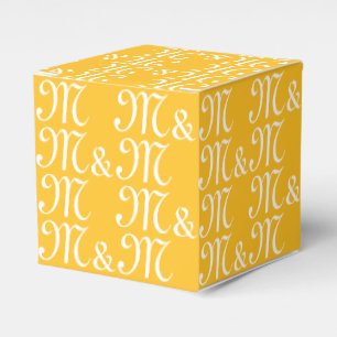 Customise couple's Initials monogram yellow gift Favour Box