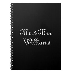 Customise Couple's last name, Mr. & Mrs. black Notebook
