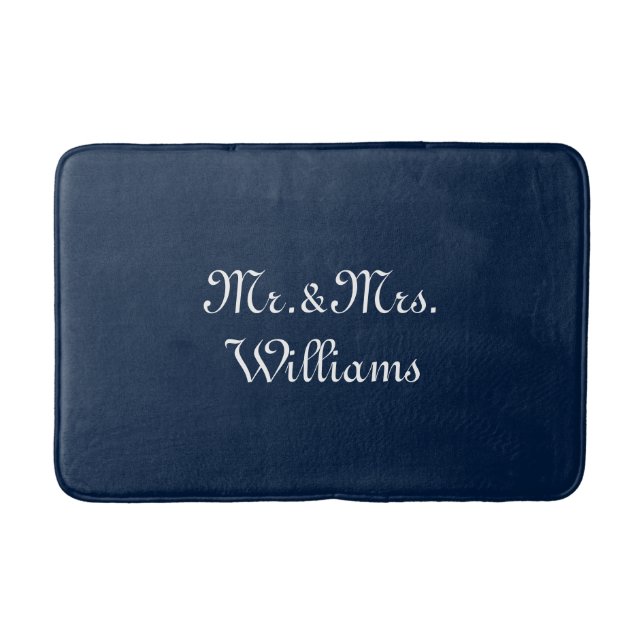 Customise Couple's last name, Mr. & Mrs. navy blue Bath Mat (Front)