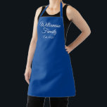 Customise Couple's last name, year number blue Apron<br><div class="desc">Customise Couple's last name,  year,  number apron
blue and white.

Great for cooks,  chefs,  pottery,  ceramics,  crafts,  work,  kitchen,  baking,  bbq,  grill,  and also businesses and stores,  etc</div>