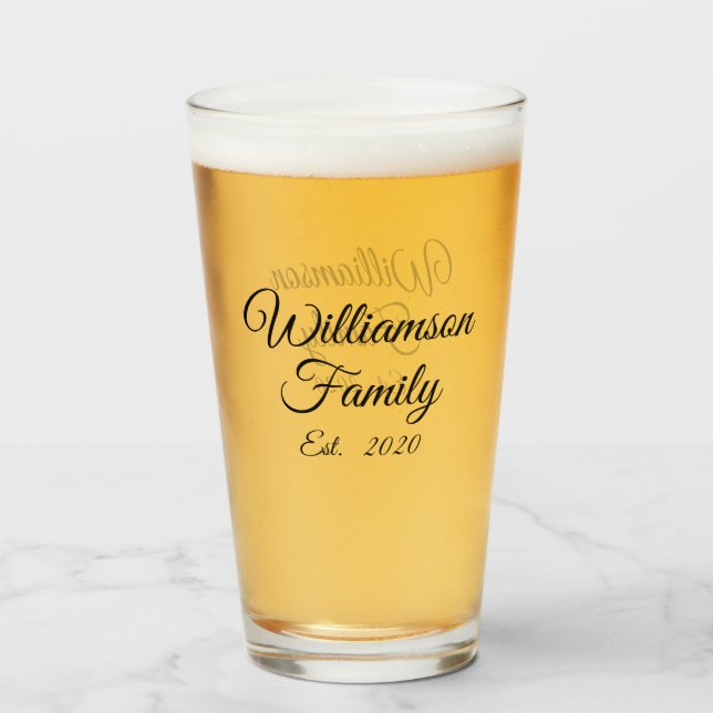 Customise Couple's last name, year, number glass (Front Filled)