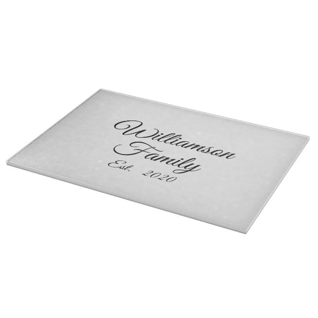 Customise Couple's last name, year, number glass Cutting Board (Corner)