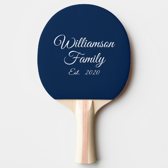 Customise Couple's last name year number navy blue Ping Pong Paddle (Front)