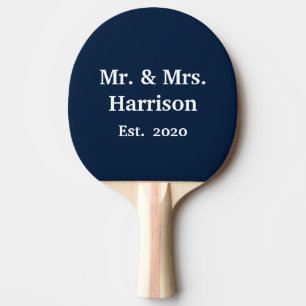 Customise Couple's last name, year, number navy Ping Pong Paddle