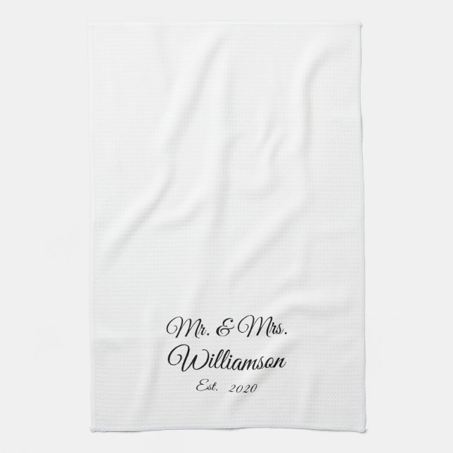 Customise Couple's last name, year, number Tea Towel (Vertical)
