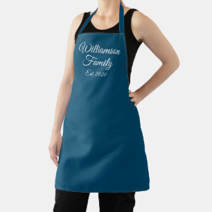 Customise Couple's last name, year number teal Apron