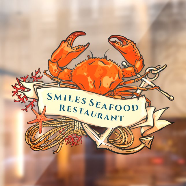 Customise Crab Seafood Anchor Restaurant Front Window Cling (Sheet 2)