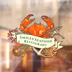 Customise Crab Seafood Anchor Restaurant Front Window Cling