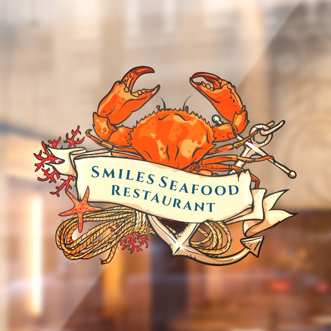 Customise Crab Seafood Anchor Restaurant Front Window Cling (Sheet 2)