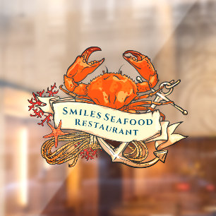 Customise Crab Seafood Anchor Restaurant Front Window Cling