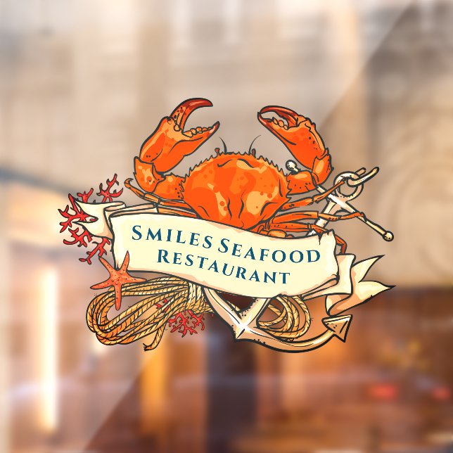 Customise Crab Seafood Anchor Restaurant Front Window Cling (Sheet 2)