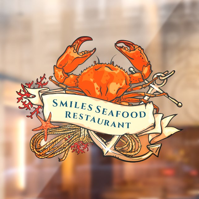 Customise Crab Seafood Anchor Restaurant Front  Window Cling (Sheet 2)