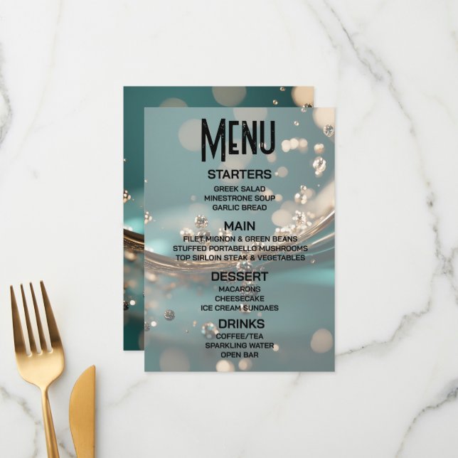 Customise - Create Your Own Green & Gold Liquid Menu (Front/Back In Situ)