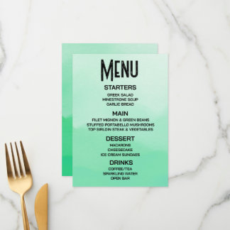 Customise - Create Your Own Green Ombré Watercolor Menu
