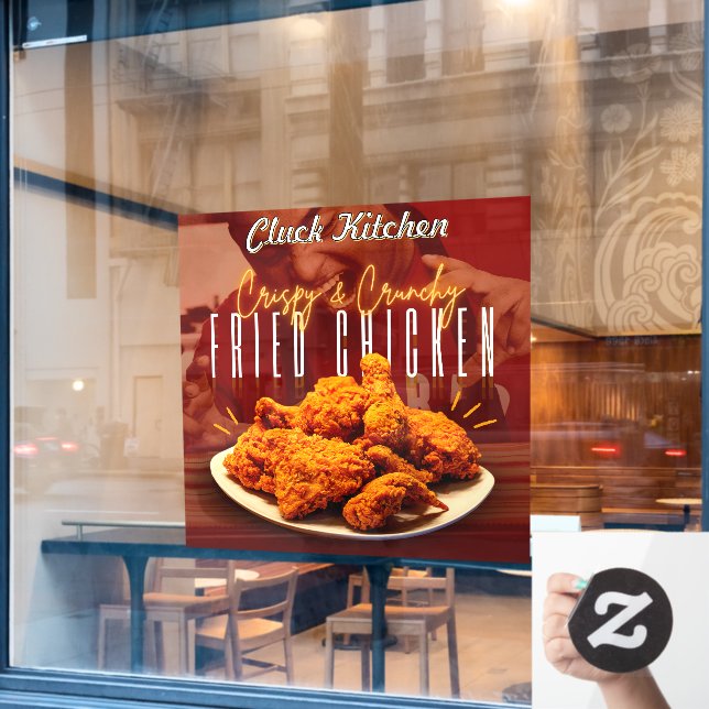 Customise Crispy Crunchy Fried Chicken Promo Window Cling (Cafe Window)