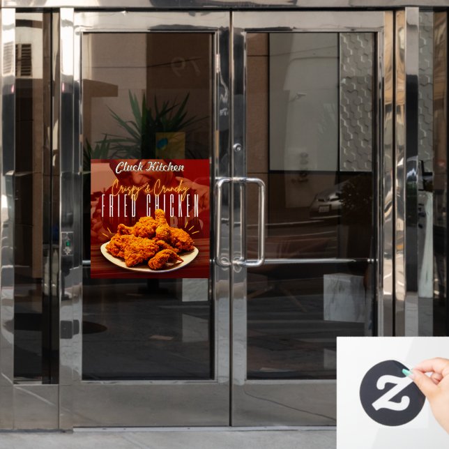 Customise Crispy Crunchy Fried Chicken Promo Window Cling (Office Door)