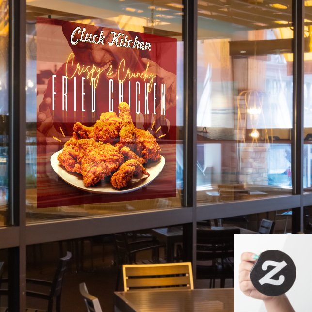 Customise Crispy Crunchy Fried Chicken Promo Window Cling (Restaurant Window)