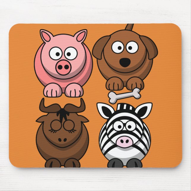 Customise Cute Child Animals Mouse Mat (Front)