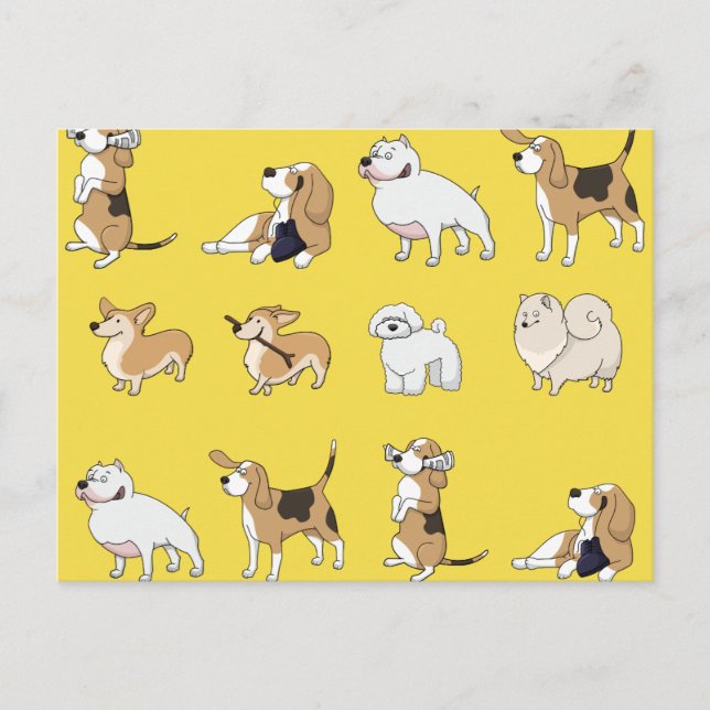 Customise Cute Dogs Postcard (Front)