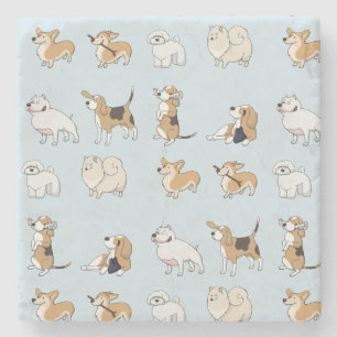 Customise Cute Dogs Stone Coaster