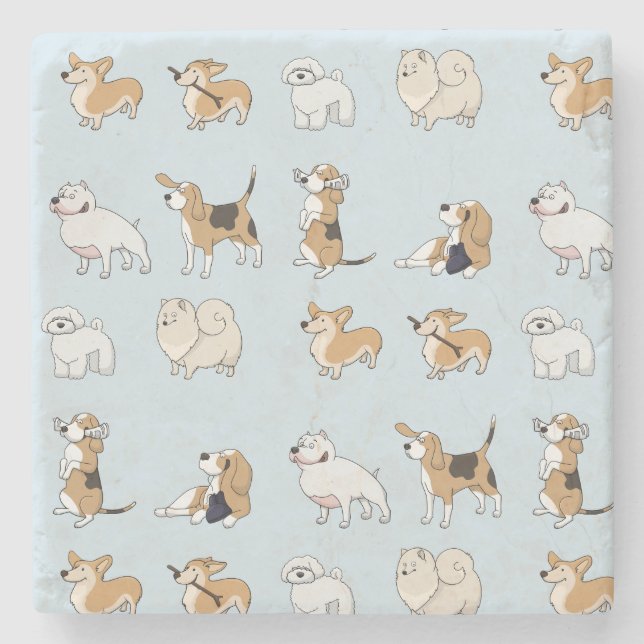 Customise Cute Dogs Stone Coaster (Front)