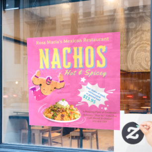 Customise Cute Mexican Restaurant Nachos Promo Window Cling