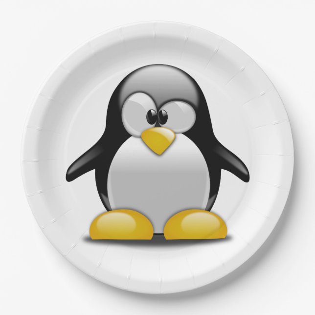 Customise Cute Penguin Party Plate for Kids (Front)